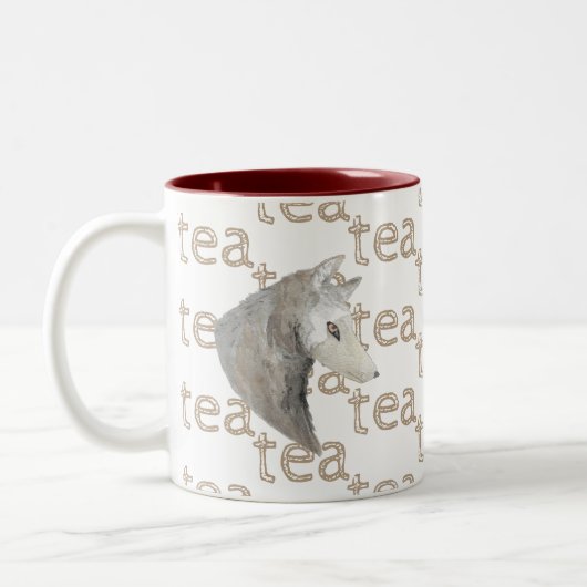 Wasserfarbener Artistischer Grauer Wolf Wilder Tie Zweifarbige Tasse (Links)