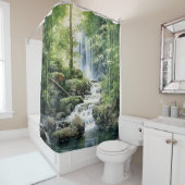 Wasserfarbener Bambourwald Wasserfall Duschvorhang (Beispiel)