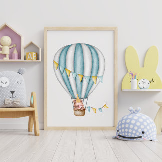 Wasserfarbener Bär Hot Air Baloon Festival Junge S Poster