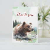 Wasserfarbener Bär Natur Tier Dankeskarte (Stehend Vorderseite)