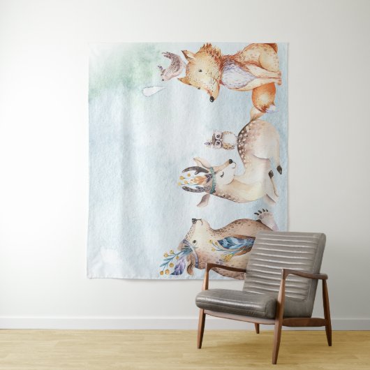 Wasserfarbener Bär Rustikale Tiere Party Hintergru Wandteppich (Beispiel)