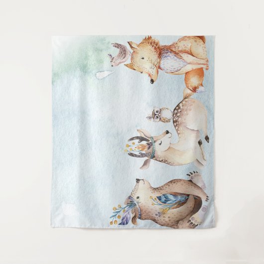 Wasserfarbener Bär Rustikale Tiere Party Hintergru Wandteppich (Vorderseite)