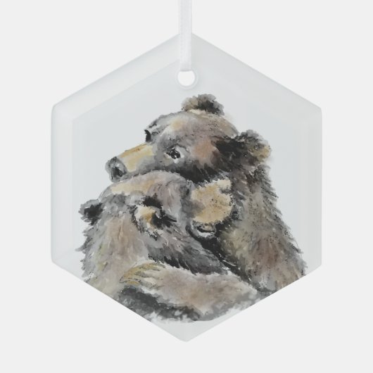 Wasserfarbener Bär Schlemmerparadies Ornament Aus Glas (Vorderseite)