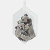 Wasserfarbener Bär Schlemmerparadies Ornament Aus Glas (Vorderseite Links)