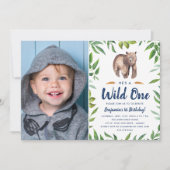 Wasserfarbener Bär Wild One | Foto Birthday Party Einladung (Vorderseite)