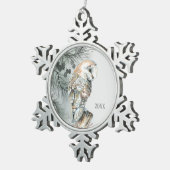 Wasserfarbener Barn Bwl Bird Nature Schneeflocken Zinn-Ornament (Rechts)