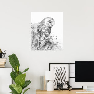 Wasserfarbener Barn Bwl Vogel Natur Poster