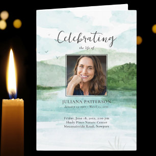 Wasserfarbener Bergsee Beerdigung Programm