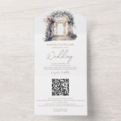 Wasserfarbener Blumenbogen Hochzeitsszenario Rsvp  All In One Einladung (Innen Boden)
