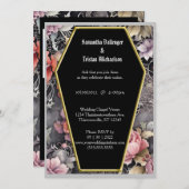 Wasserfarbener Blumencoffin Form Moderne Gothehohe Einladung (Vorne/Hinten)