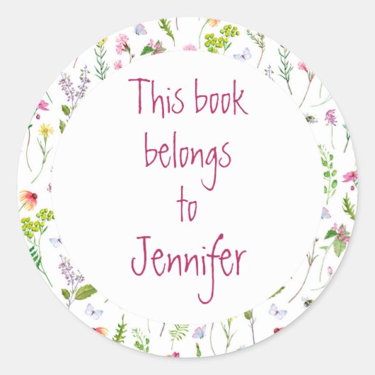 Wasserfarbener Blumengarten Benutzerdefinierte Bib Runder Aufkleber (Vorderseite)