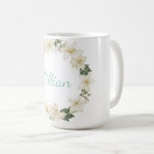 Wasserfarbener Blumenkranz zum Muttertag Kaffeetasse (VorderseiteRechts)