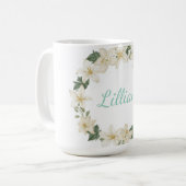 Wasserfarbener Blumenkranz zum Muttertag Kaffeetasse (Vorderseite Links)