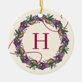 Wasserfarbener Blumenreath Anfänger Weihnachten Keramik Ornament