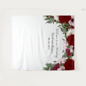 Wasserfarbener Blumenstrauß Burgund Grüne Wandteppich (Vorderseite (Horizontal))