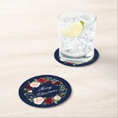 Wasserfarbener Blumenstrauß Elegante Weihnachten Runder Pappuntersetzer (Vor Ort)