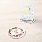 Wasserfarbener Blumenstrauß mit Federn | Hochzeit Runder Pappuntersetzer (Vor Ort)