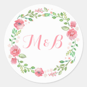 Wasserfarbener Blumenstrauß Runder Aufkleber