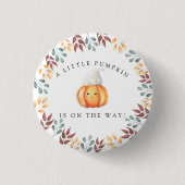 Wasserfarbener Cartoon Kürbis in die Kinderdusche Button (Vorderseite)