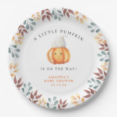 Wasserfarbener Cartoon Kürbis in die Kinderdusche Pappteller (Vorderseite)