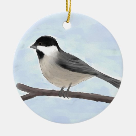 Wasserfarbener Chickadee Ornament (Vorne)