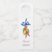 Wasserfarbener Chili Pfefferwein Tag Flaschenanhänger (Vorderseite)