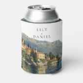 Wasserfarbener Comer See Hochzeit in Urlaubsort It Dosenkühler (Kanne Rückseite)