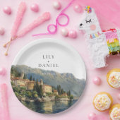 Wasserfarbener Comer See Hochzeit in Urlaubsort It Pappteller (Party)