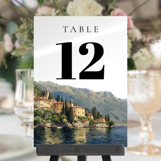 Wasserfarbener Comer See Tischnummer Italien