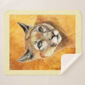 Wasserfarbener Cougar Mountain Lion Cat Wildlife Sherpadecke (Vorderseite (Horizontal))