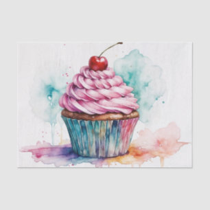 Wasserfarbener Cupcake Deluxe Seidenpapier