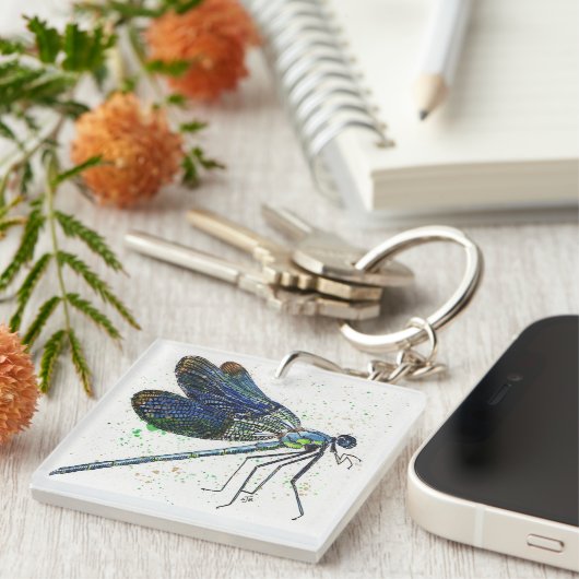 Wasserfarbener Dragonfly-Schlüsselanhänger Schlüsselanhänger (Vorderseite rechts)