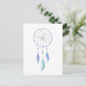 Wasserfarbener Dreamcatcher mit 3 Feathers Postkarte (Stehend Vorderseite)