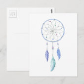 Wasserfarbener Dreamcatcher mit 3 Feathers Postkarte (Vorne/Hinten)