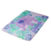 Wasserfarbener Dschungel Tropisches Monsterfest Badematte (Schrägansicht)