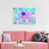 Wasserfarbener Dschungel Tropisches Monsterfest Leinwanddruck (Insitu (Wohnzimmer))