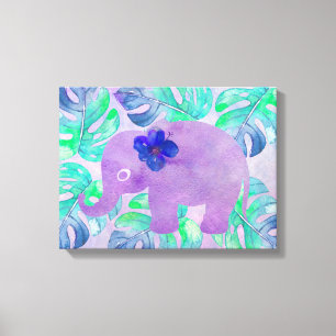 Wasserfarbener Dschungel Tropisches Monsterfest Leinwanddruck