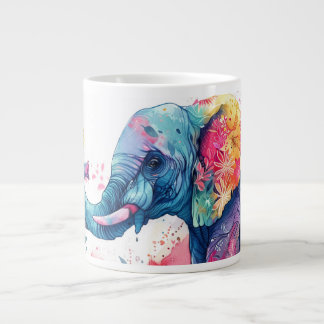 Wasserfarbener Elefant mit Blume. Jumbo-Tasse