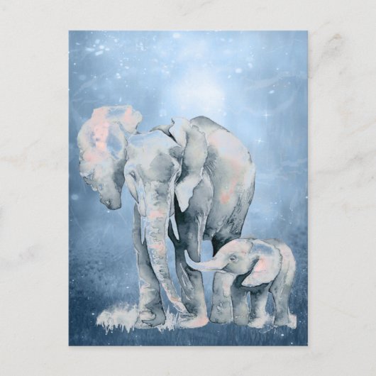 Wasserfarbener Elefant Wildnis Natur Postkarte (Vorderseite)