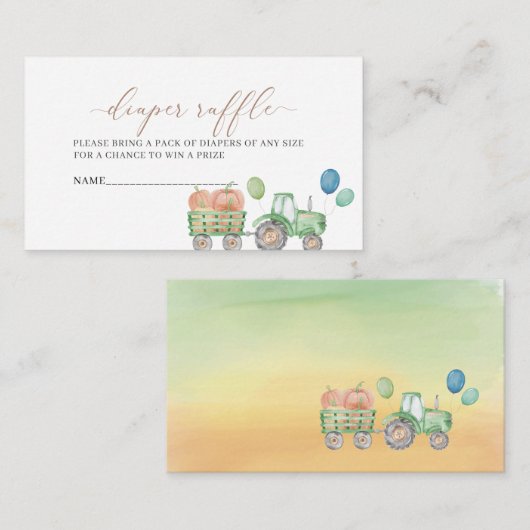 Wasserfarbener, eleganter Traktor Begleitkarte (Vorne/Hinten)