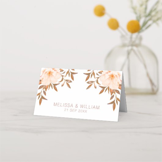 Wasserfarbener Fall Elfenbeinhochzeit Platzkarte (Vorderseite)