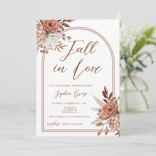 Wasserfarbener Fall von Blumen in Liebe Brautparty Einladung