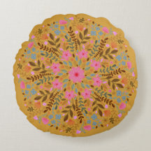 Wasserfarbener floraler Mandala-Rundkissenbezug