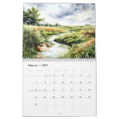 Wasserfarbener Fluss Bach Landschaften Kalender (Feb 2027)