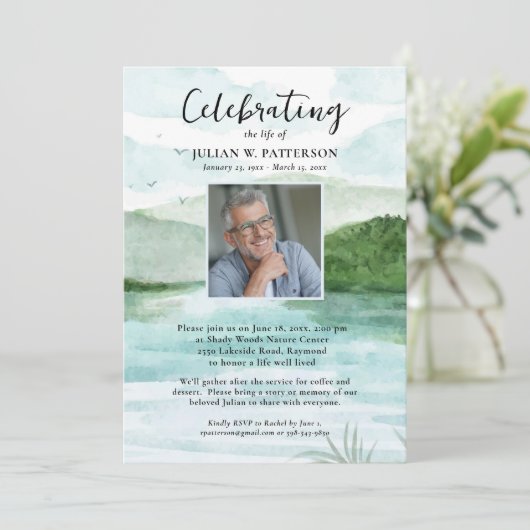 Wasserfarbener Foto am Lago Maggiore Einladung (Stehend Vorderseite)