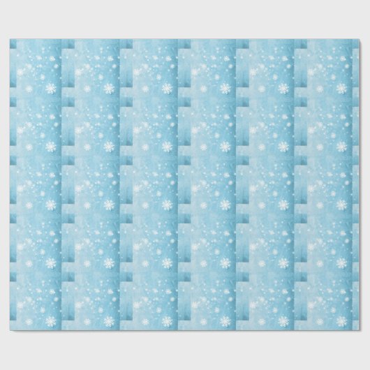 Wasserfarbener Frost Snowflake Blaue Eisgestaltung Geschenkpapier (Flach)