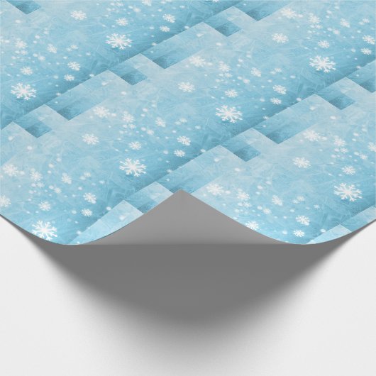 Wasserfarbener Frost Snowflake Blaue Eisgestaltung Geschenkpapier (Ecke)