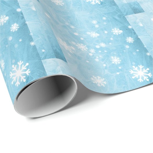 Wasserfarbener Frost Snowflake Blaue Eisgestaltung Geschenkpapier (Rolleneckpunkt)