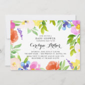 Wasserfarbener Frühling Blüten Kinderdusche Einlad Einladung (Vorderseite)