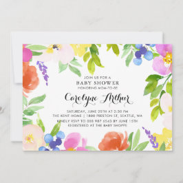 Wasserfarbener Frühling Blüten Kinderdusche Einlad Einladung